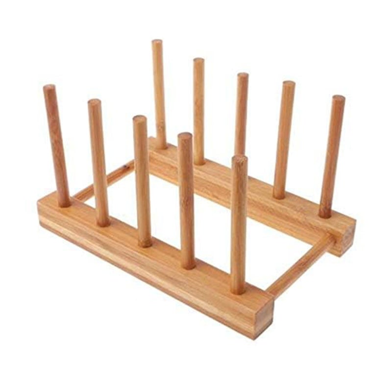 YWSHF Bamboo Wooden Dish Rack Dishes Drainboard Drying Drainer Storage Holder Stand Kitchen Cabinet Organizer for Dish/Plate/Bowl/Cup/Pot Lid/Book - Image 1